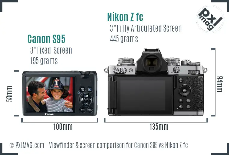 Canon S95 vs Nikon Z fc Screen and Viewfinder comparison Canon S95 vs Nikon Z fc Screen and Viewfinder comparison