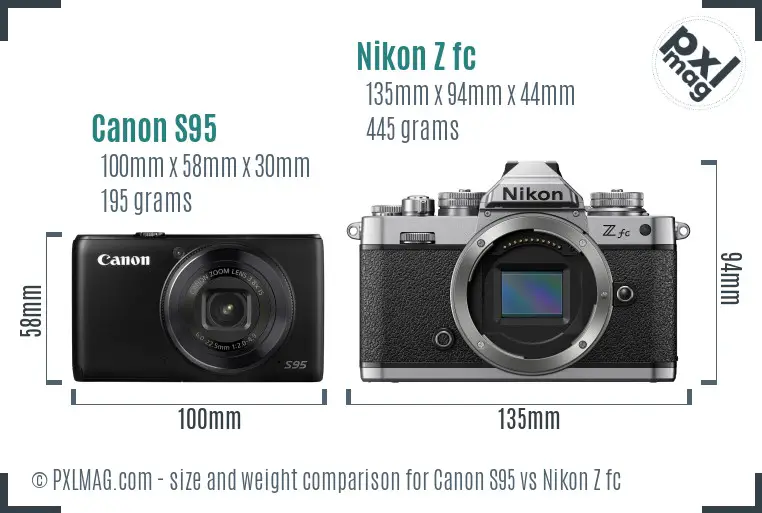 Canon S95 vs Nikon Z fc size comparison Canon S95 vs Nikon Z fc size comparison