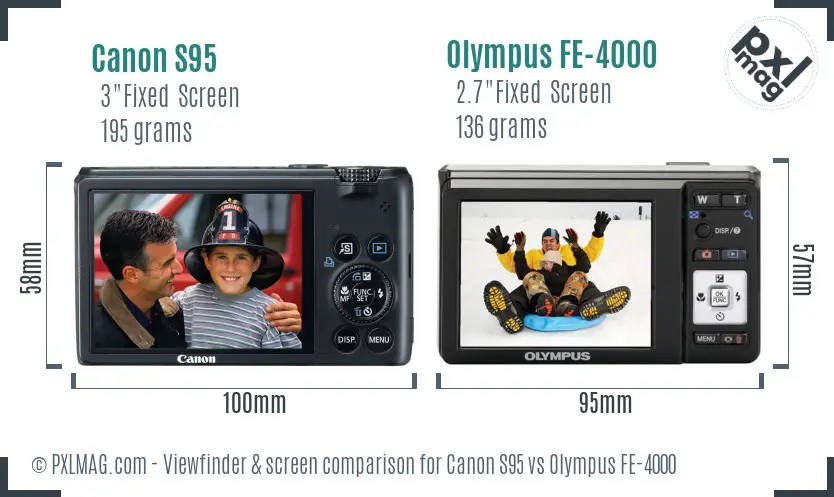 Canon S95 vs Olympus FE-4000 Screen and Viewfinder comparison