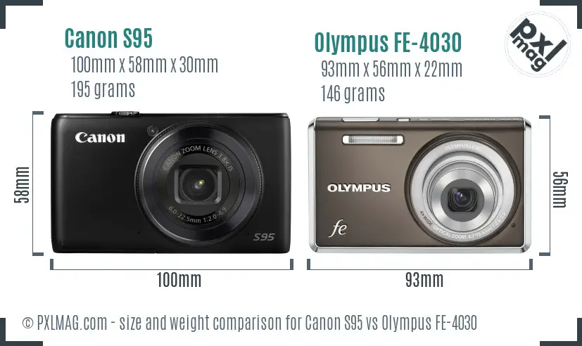 Canon S95 vs Olympus FE-4030 size comparison Canon S95 vs Olympus FE-4030 size comparison