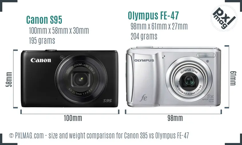 Canon S95 vs Olympus FE-47 size comparison