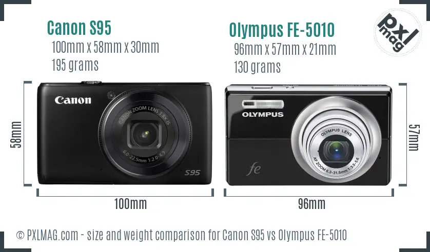 Canon S95 vs Olympus FE-5010 size comparison Canon S95 vs Olympus FE-5010 size comparison