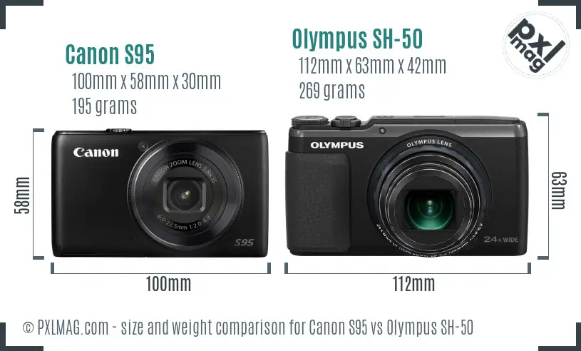 Canon S95 vs Olympus SH-50 size comparison Canon S95 vs Olympus SH-50 size comparison