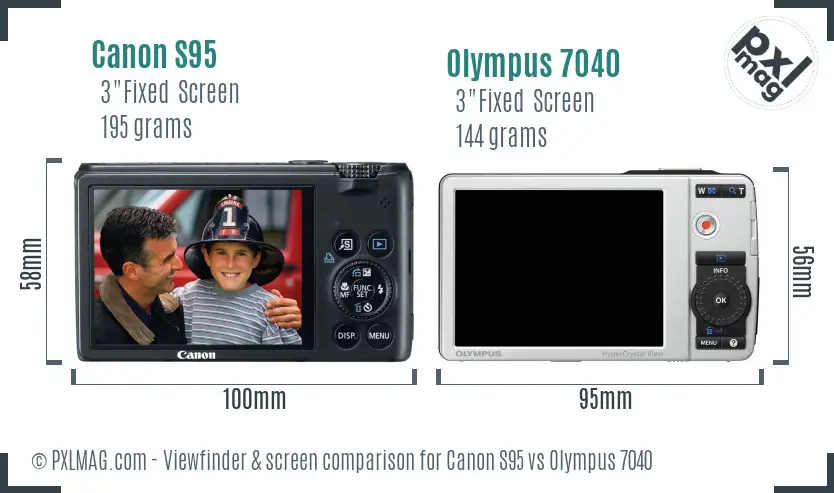 Canon S95 vs Olympus 7040 Screen and Viewfinder comparison