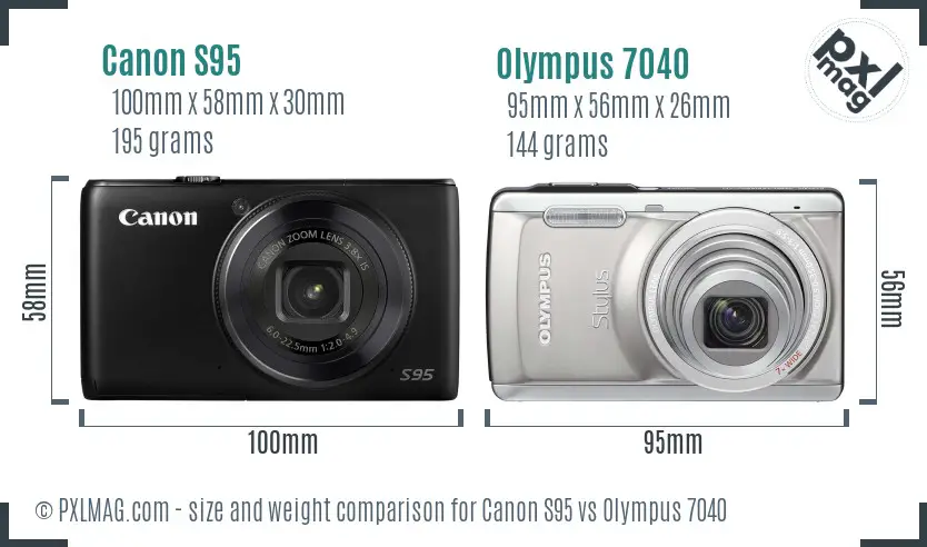 Canon S95 vs Olympus 7040 size comparison