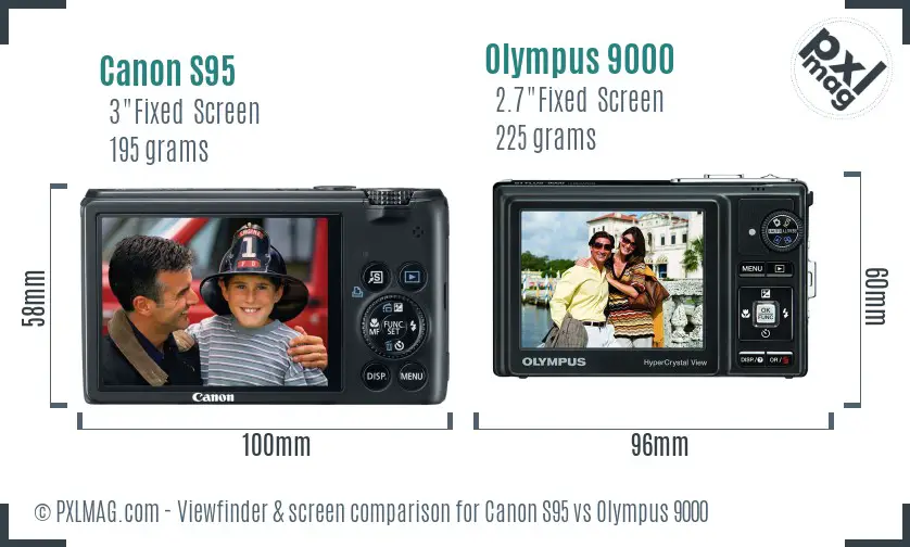 Canon S95 vs Olympus 9000 Screen and Viewfinder comparison