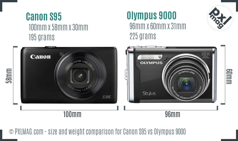 Canon S95 vs Olympus 9000 size comparison