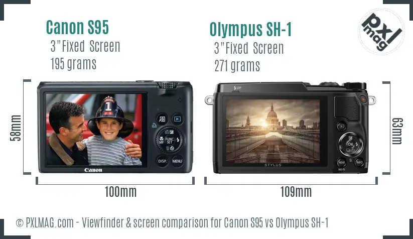 Canon S95 vs Olympus SH-1 Screen and Viewfinder comparison