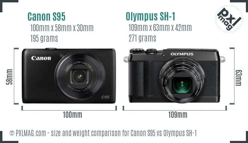 Canon S95 vs Olympus SH-1 size comparison