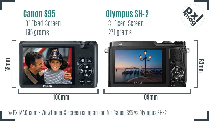 Canon S95 vs Olympus SH-2 Screen and Viewfinder comparison