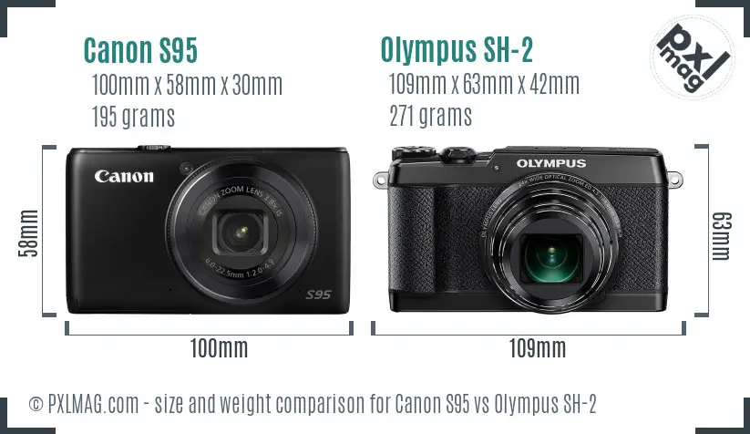 Canon S95 vs Olympus SH-2 size comparison