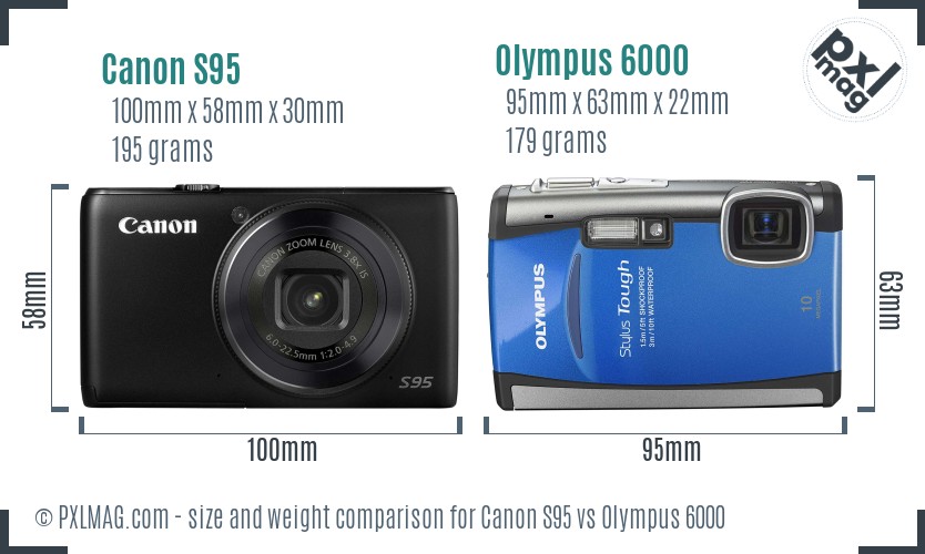 Canon S95 vs Olympus 6000 size comparison Canon S95 vs Olympus 6000 size comparison