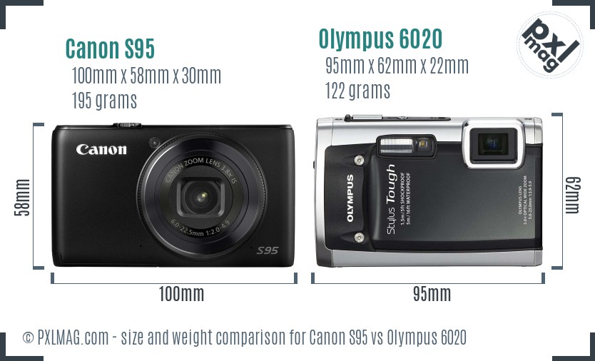 Canon S95 vs Olympus 6020 size comparison