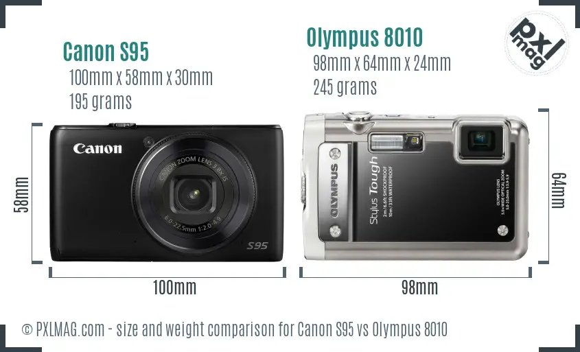 Canon S95 vs Olympus 8010 size comparison