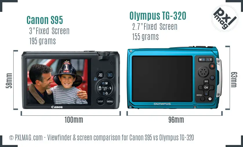 Canon S95 vs Olympus TG-320 Screen and Viewfinder comparison