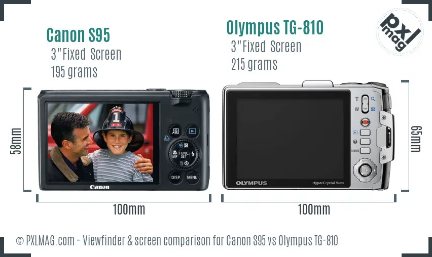 Canon S95 vs Olympus TG-810 Screen and Viewfinder comparison