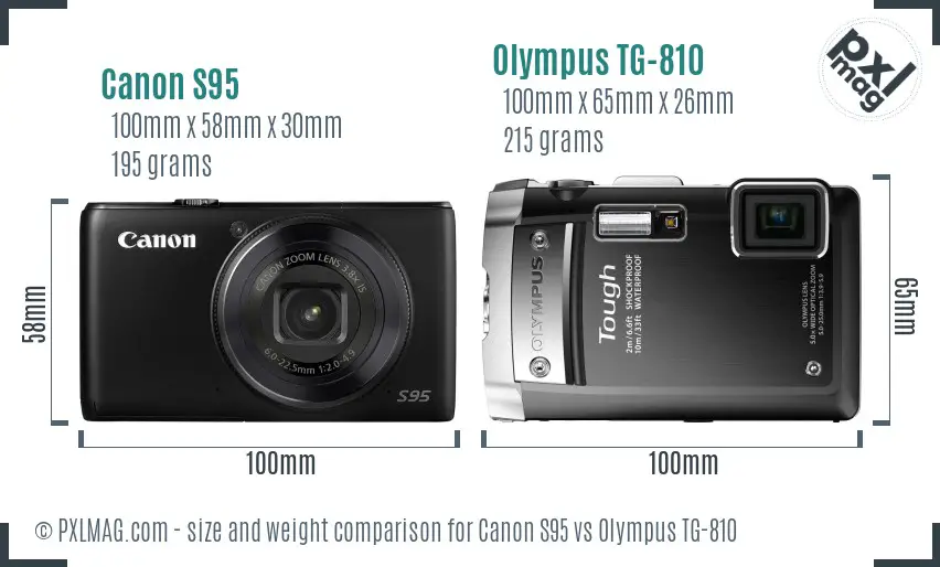 Canon S95 vs Olympus TG-810 size comparison