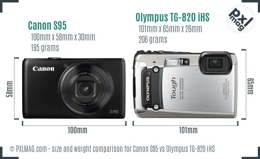 Canon S95 vs Olympus TG-820 iHS size comparison Canon S95 vs Olympus TG-820 iHS size comparison