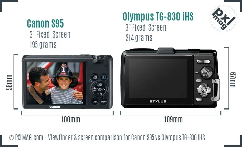 Canon S95 vs Olympus TG-830 iHS Screen and Viewfinder comparison Canon S95 vs Olympus TG-830 iHS Screen and Viewfinder comparison