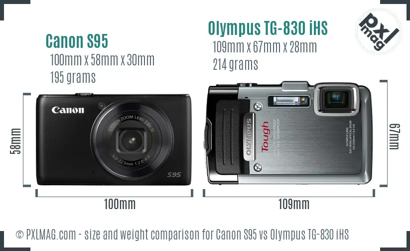 Canon S95 vs Olympus TG-830 iHS size comparison Canon S95 vs Olympus TG-830 iHS size comparison