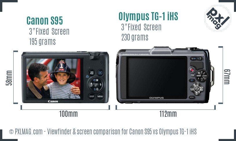 Canon S95 vs Olympus TG-1 iHS Screen and Viewfinder comparison