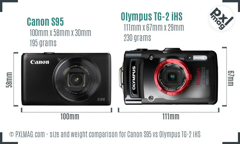 Canon S95 vs Olympus TG-2 iHS size comparison Canon S95 vs Olympus TG-2 iHS size comparison