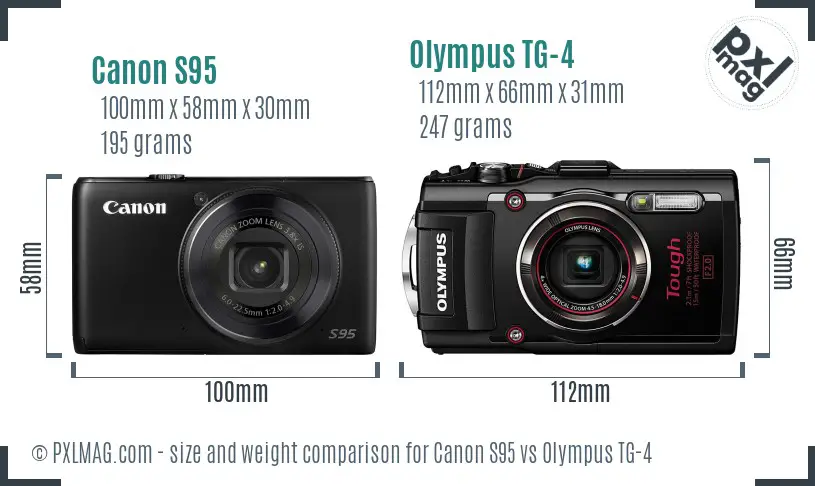 Canon S95 vs Olympus TG-4 size comparison Canon S95 vs Olympus TG-4 size comparison