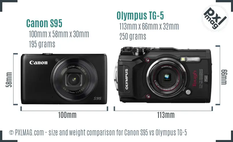 Canon S95 vs Olympus TG-5 size comparison Canon S95 vs Olympus TG-5 size comparison