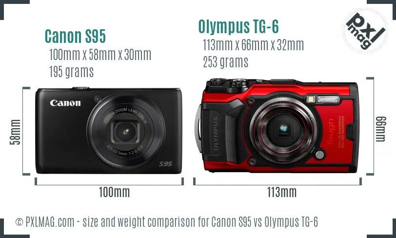 Canon S95 vs Olympus TG-6 size comparison