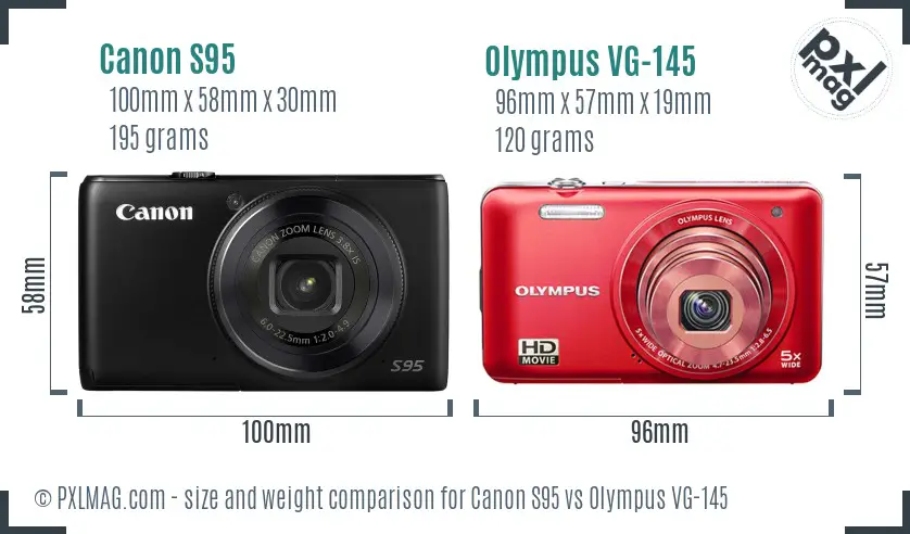 Canon S95 vs Olympus VG-145 size comparison Canon S95 vs Olympus VG-145 size comparison