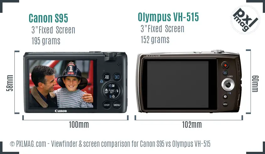 Canon S95 vs Olympus VH-515 Screen and Viewfinder comparison