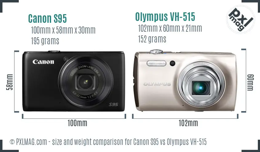 Canon S95 vs Olympus VH-515 size comparison