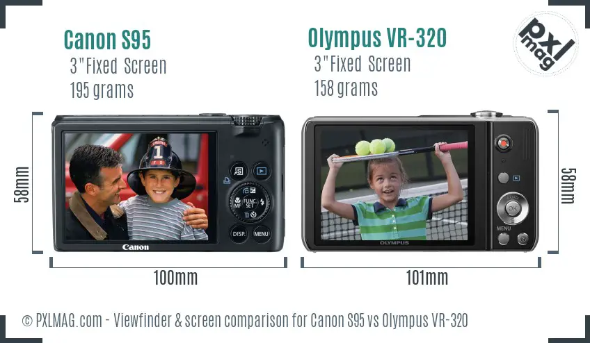 Canon S95 vs Olympus VR-320 Screen and Viewfinder comparison