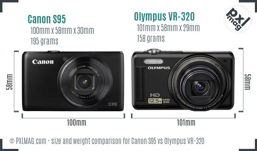 Canon S95 vs Olympus VR-320 size comparison