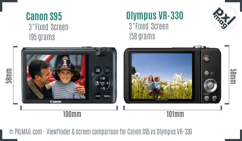 Canon S95 vs Olympus VR-330 Screen and Viewfinder comparison Canon S95 vs Olympus VR-330 Screen and Viewfinder comparison