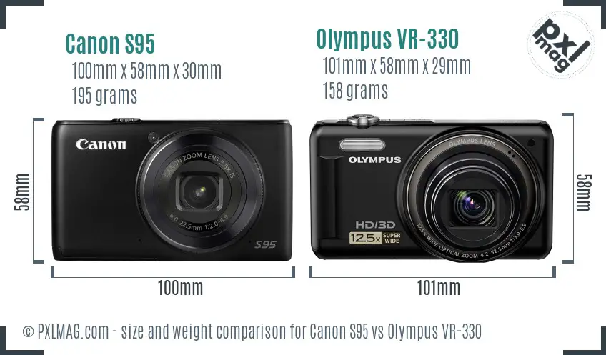 Canon S95 vs Olympus VR-330 size comparison Canon S95 vs Olympus VR-330 size comparison