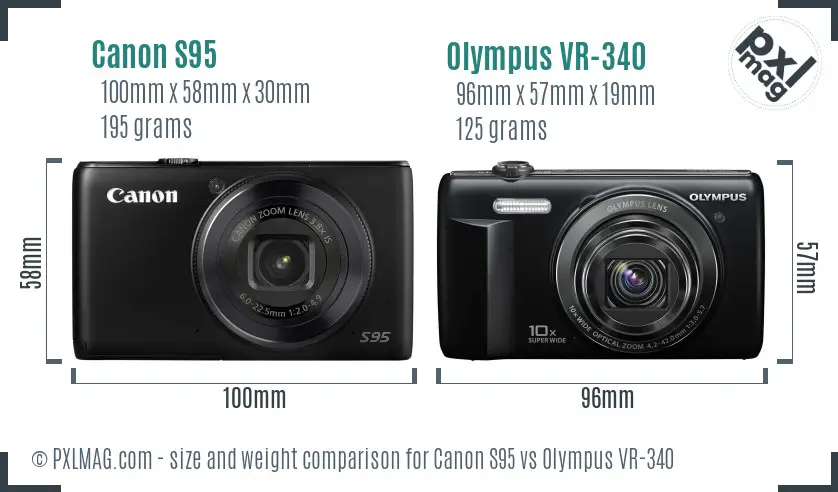 Canon S95 vs Olympus VR-340 size comparison