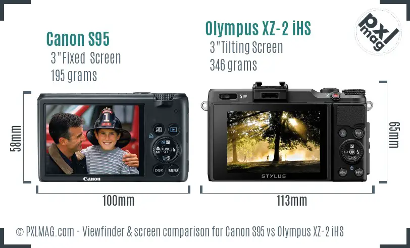 Canon S95 vs Olympus XZ-2 iHS Screen and Viewfinder comparison
