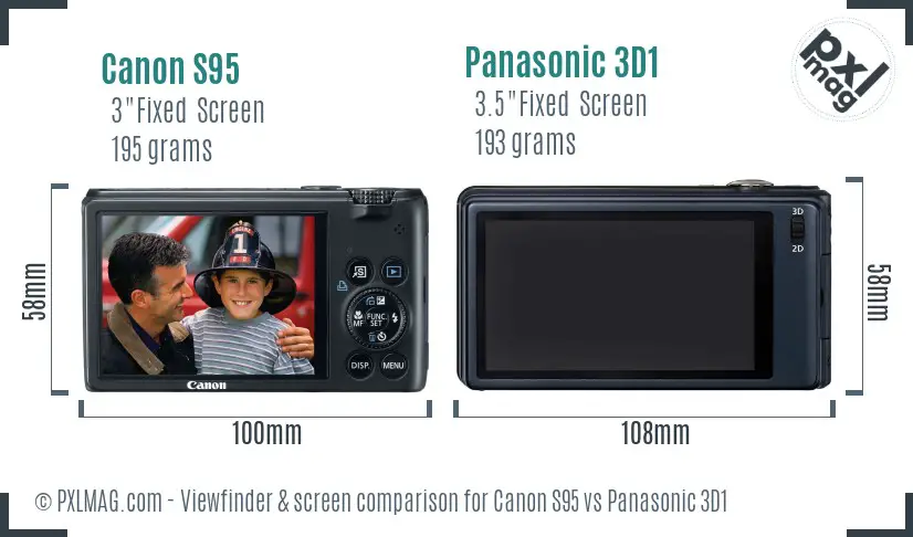 Canon S95 vs Panasonic 3D1 Screen and Viewfinder comparison