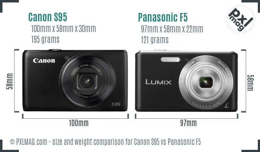 Canon S95 vs Panasonic F5 size comparison