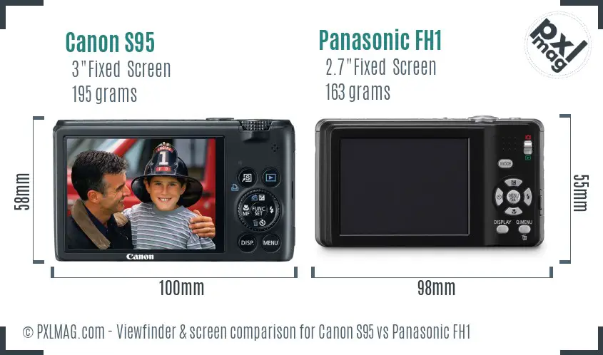 Canon S95 vs Panasonic FH1 Screen and Viewfinder comparison