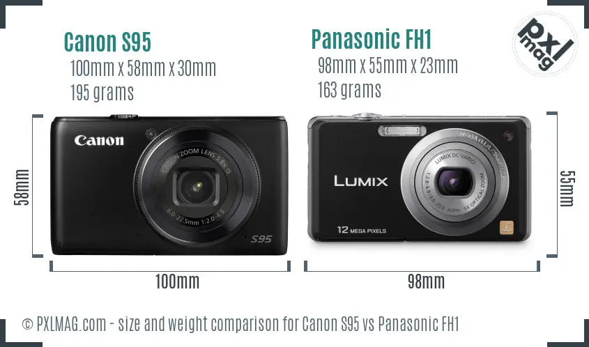 Canon S95 vs Panasonic FH1 size comparison