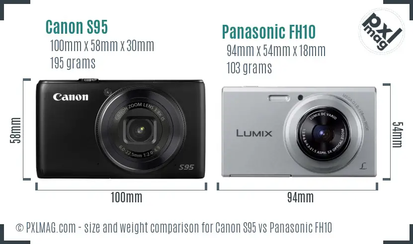Canon S95 vs Panasonic FH10 size comparison Canon S95 vs Panasonic FH10 size comparison
