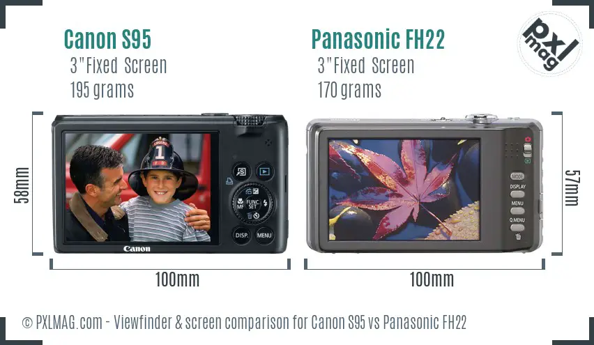 Canon S95 vs Panasonic FH22 Screen and Viewfinder comparison Canon S95 vs Panasonic FH22 Screen and Viewfinder comparison