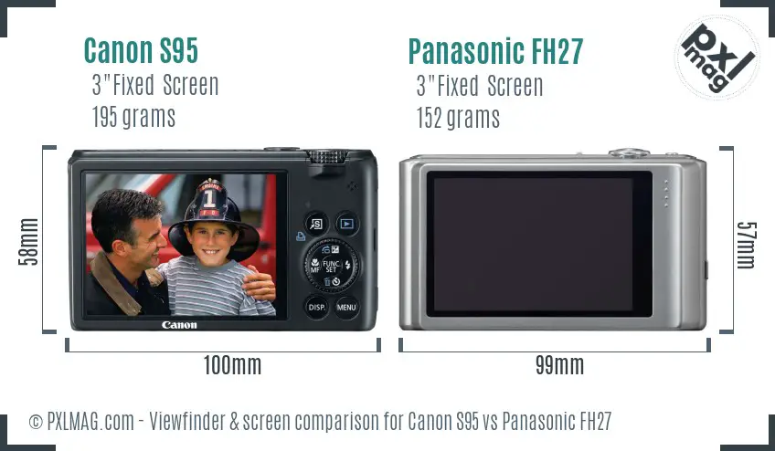 Canon S95 vs Panasonic FH27 Screen and Viewfinder comparison