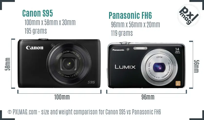 Canon S95 vs Panasonic FH6 size comparison Canon S95 vs Panasonic FH6 size comparison