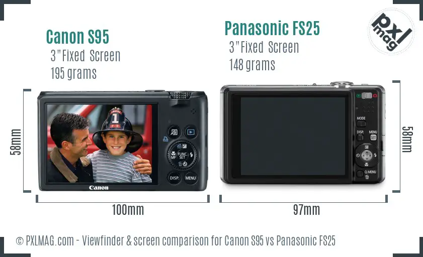 Canon S95 vs Panasonic FS25 Screen and Viewfinder comparison