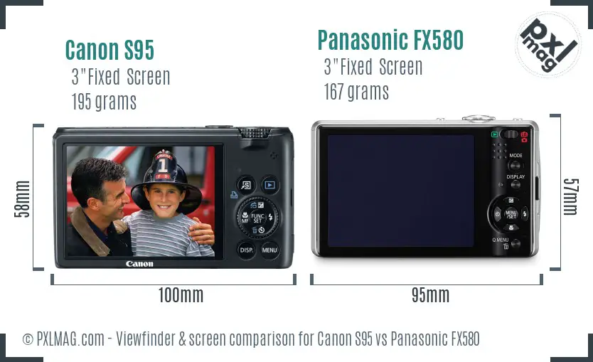 Canon S95 vs Panasonic FX580 Screen and Viewfinder comparison