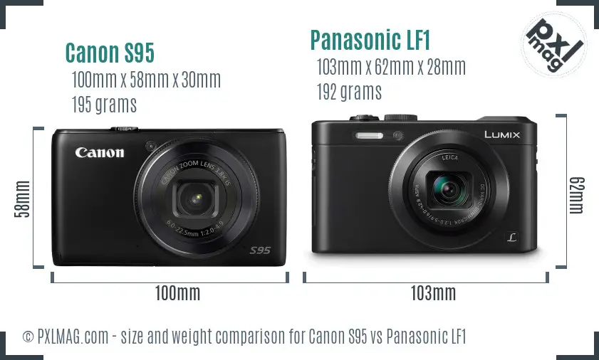 Canon S95 vs Panasonic LF1 size comparison