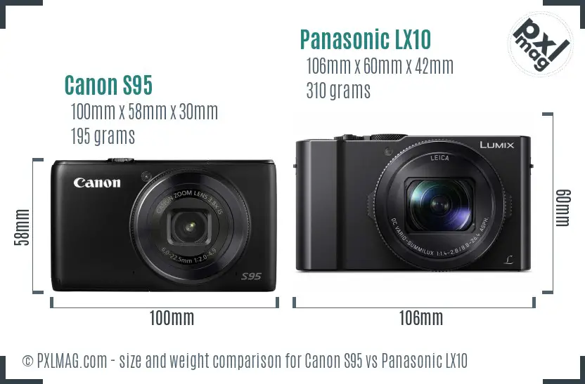 Canon S95 vs Panasonic LX10 size comparison
